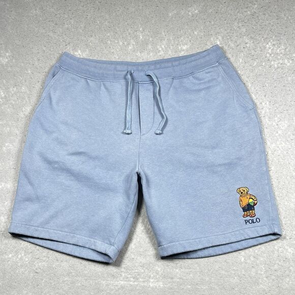 Polo Ralph Lauren Pants - Polo Ralph Lauren Shorts Light Mens Large Blue Summer Beach Tropical Bear Fleece